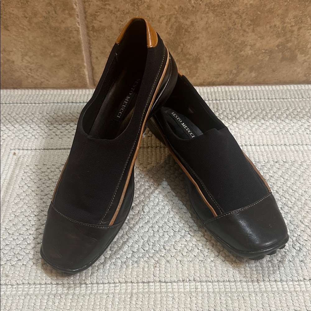 Sesto Meucci Black and Brown Slip-On Shoes